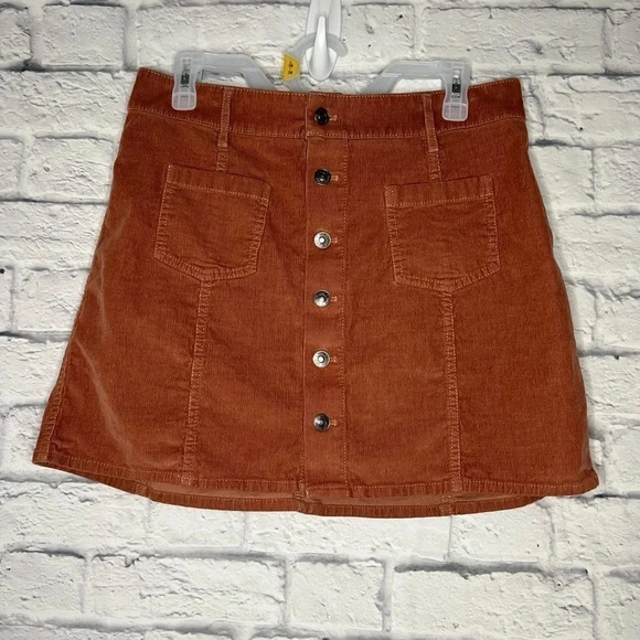 AERIE Corduroy Mini Button Skirt size L. - Picture 3 of 8